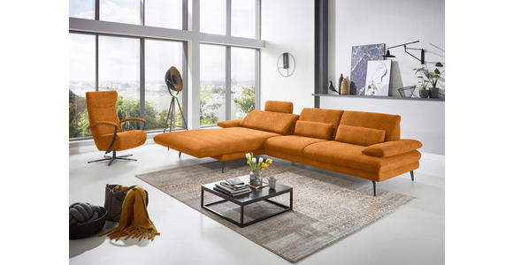 ECKSOFA in Chenille Orange 180/310 cm - Schwarz/Orange, Design, Textil/Metall (180/310cm) - Dieter Knoll