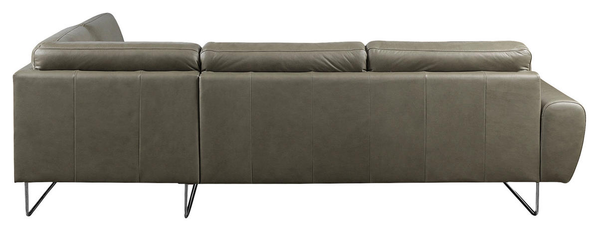 ECKSOFA in Echtleder Grau  273/250 cm  - Chromfarben/Grau, Design, Leder/Metall (273/250cm) - Livetastic