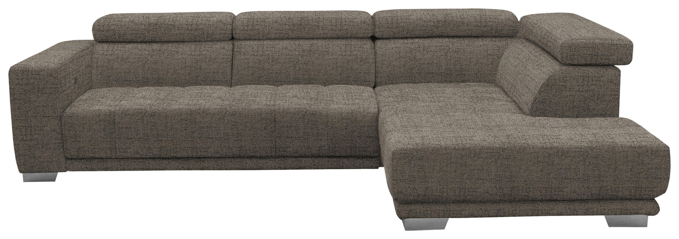 ECKSOFA in Chenille Hellbraun  - Chromfarben/Hellbraun, Design, Textil (301/207cm) - Xora