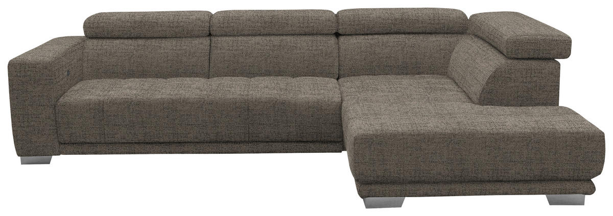 ECKSOFA in Chenille Hellbraun  - Chromfarben/Hellbraun, Design, Textil (301/207cm) - Xora