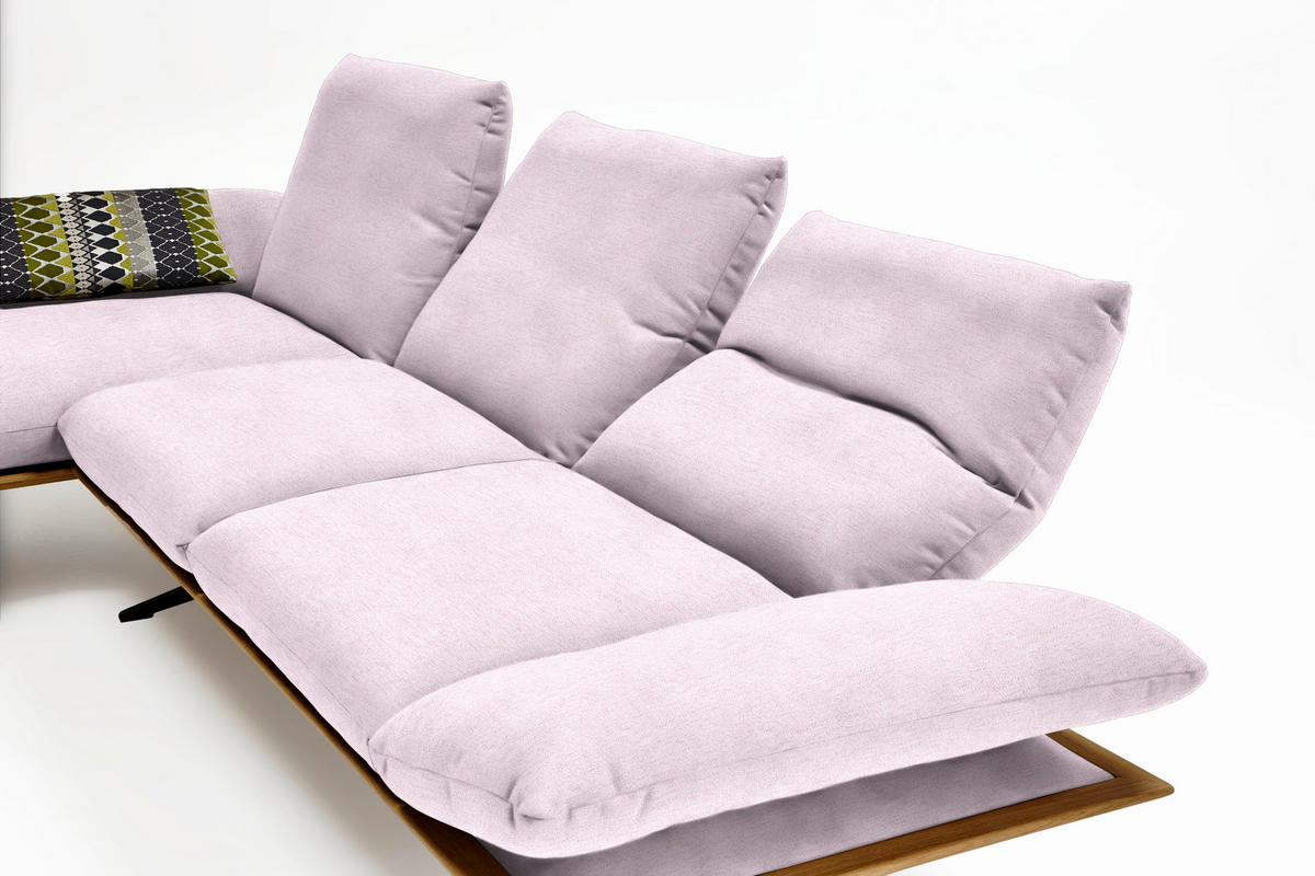 ECKSOFA in Flachgewebe Hellrosa  - Hellrosa/Schwarz, Design, Holz/Textil (159/314cm) - Dieter Knoll