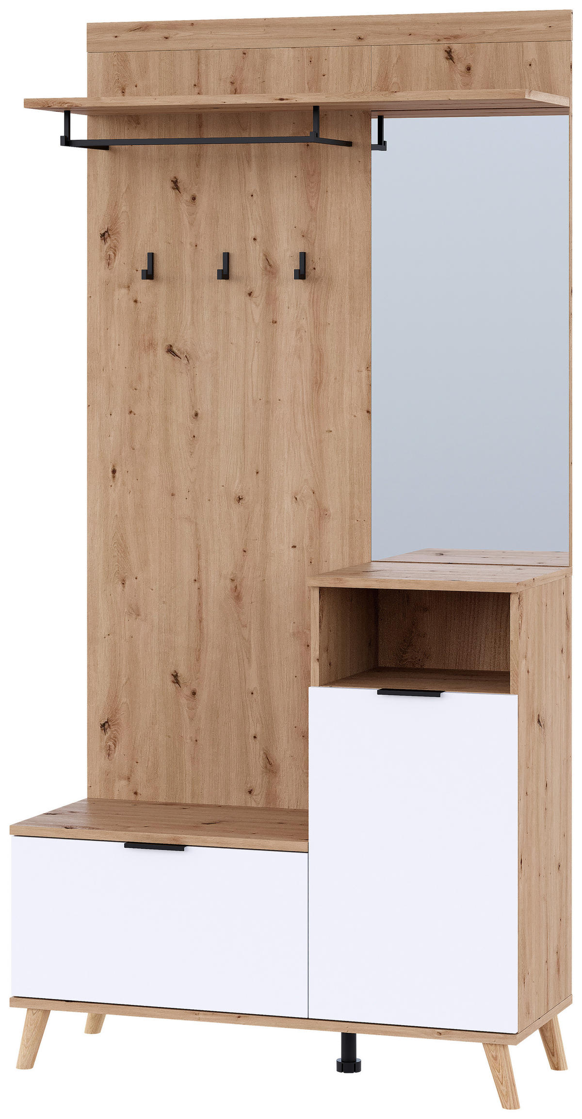 GARDEROBE  in 100/202/40 cm  - Weiß/Eiche Artisan, Design, Glas/Holzwerkstoff (100/202/40cm) - home24