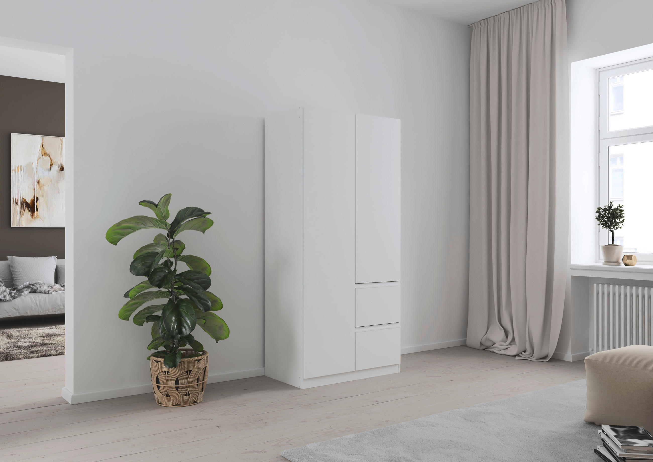 DREHTÜRENSCHRANK in Weiss  - Weiss, Modern, Holzwerkstoff (91/197/54cm) - Rauch Möbel