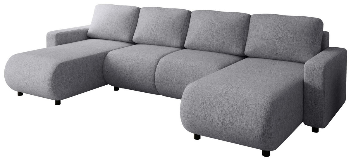 WOHNLANDSCHAFT Grau Webstoff  - Schwarz/Grau, MODERN, Kunststoff/Textil (150/312/150cm) - Xora