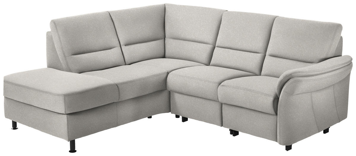 ECKSOFA in Flachgewebe Hellgrau  - Hellgrau/Schwarz, Modern, Textil/Metall (203/227cm) - Beldomo System