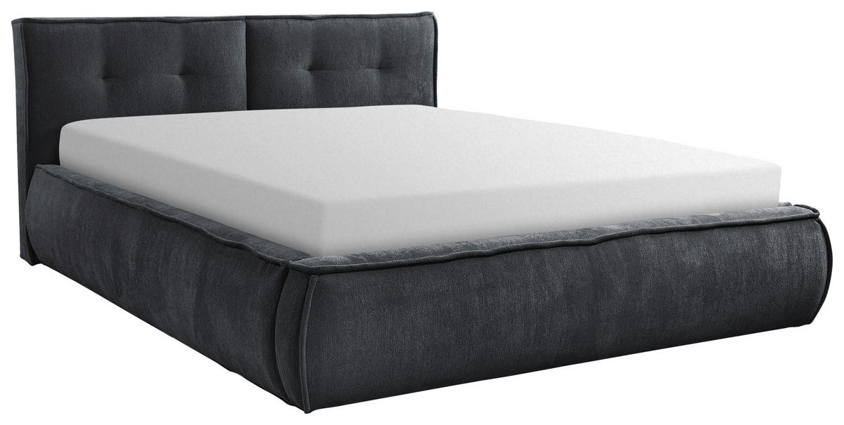 Pat Tapițat, 180/200 cm, antracit - bej/culoare natur, Lifestyle, metal/lemn (180/200cm) - Livetastic