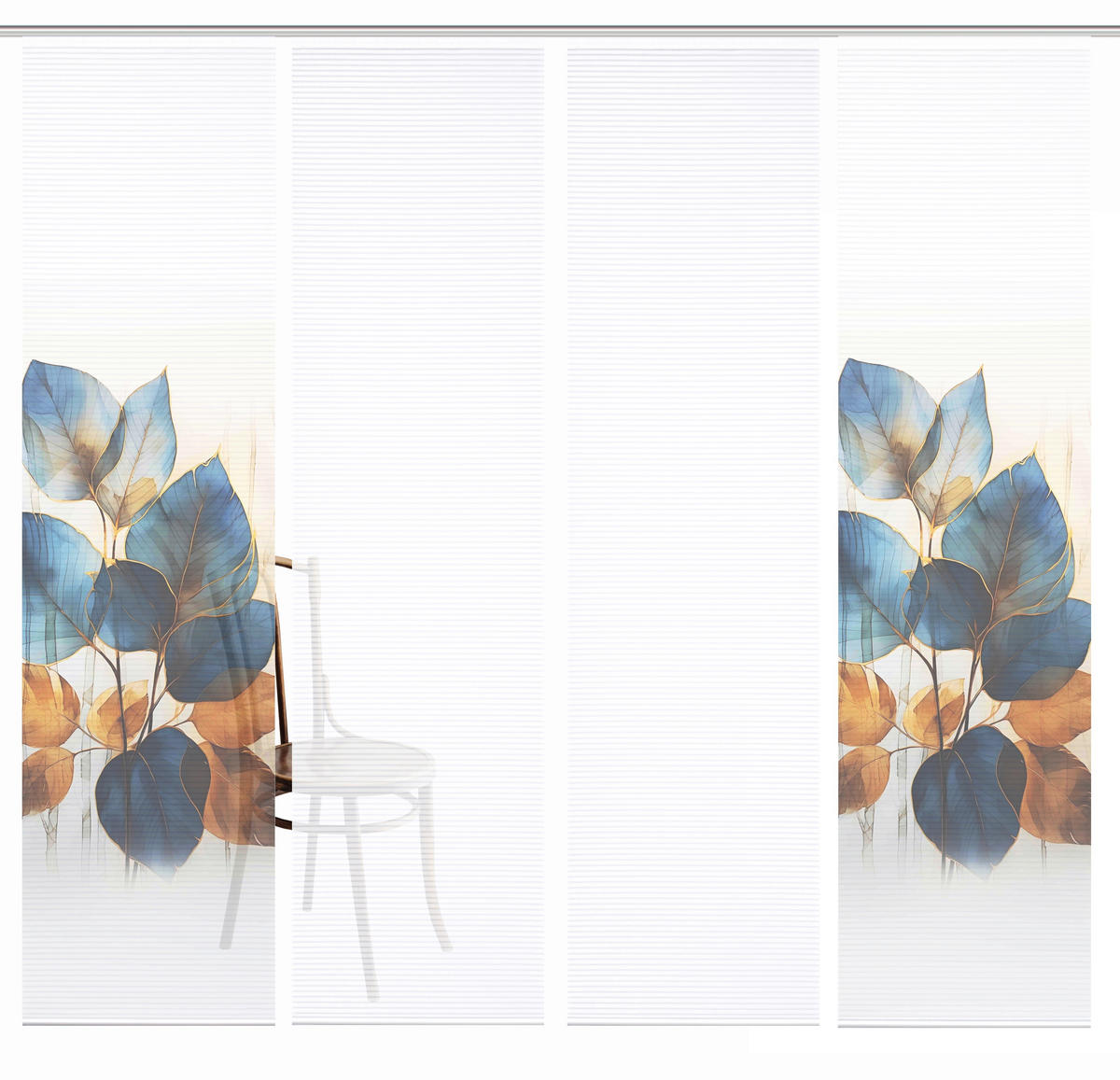 FLÄCHENVORHANG  4 Stück  blickdicht  60/245 cm   - Blau/Weiß, Natur, Textil (60/245cm)