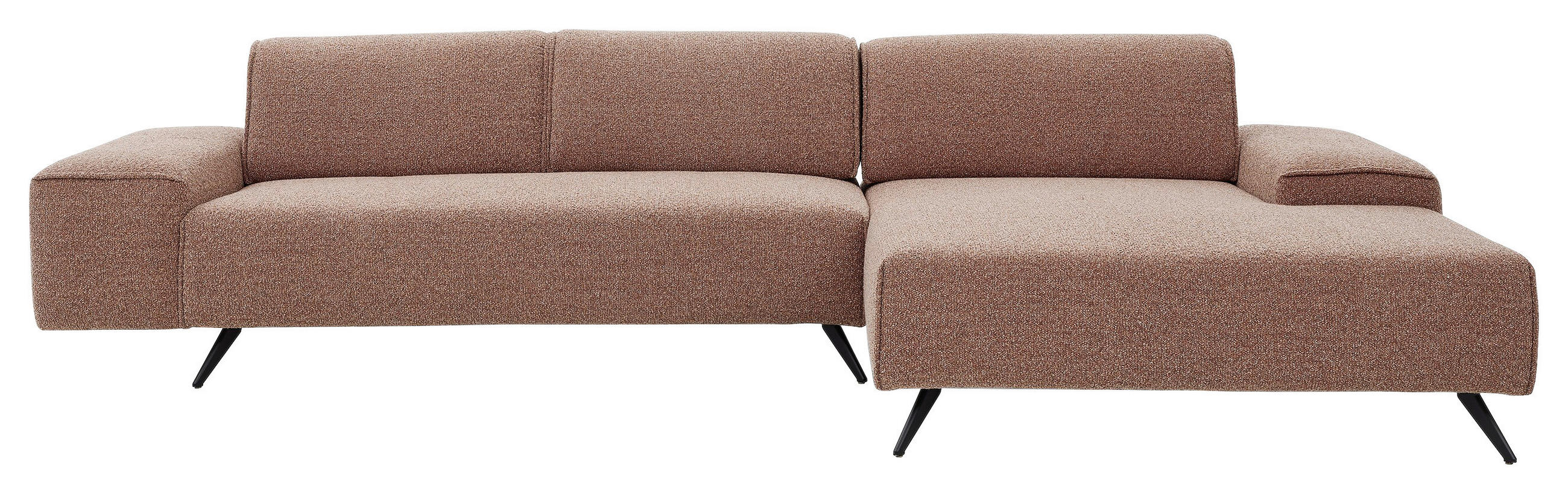 ECKSOFA Rotbraun Flachgewebe  - Rotbraun/Schwarz, Design, Textil/Metall (312/180cm) - Musterring