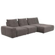 ECKSOFA in Velours Braun  - Schwarz/Braun, Design, Kunststoff/Textil (342/174cm) - Xora