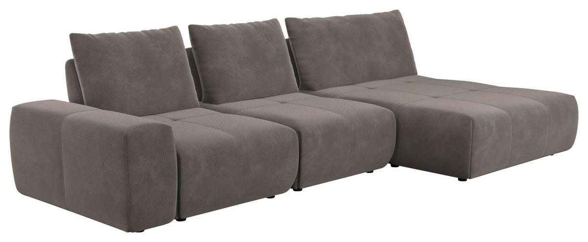 ECKSOFA in Velours Braun  347/174 cm  - Schwarz/Braun, Design, Kunststoff/Textil (347/174cm) - Xora