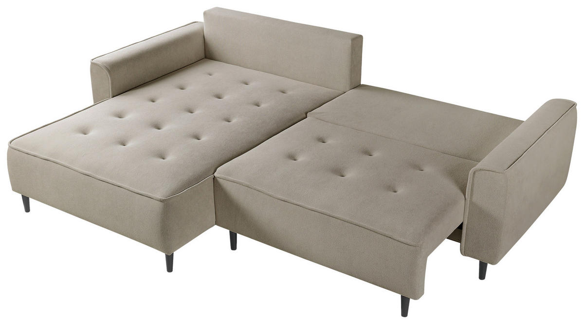 ECKSOFA in Flachgewebe Cappuccino  - Schwarz/Cappuccino, Design, Holz/Textil (183/263cm) - MID.YOU
