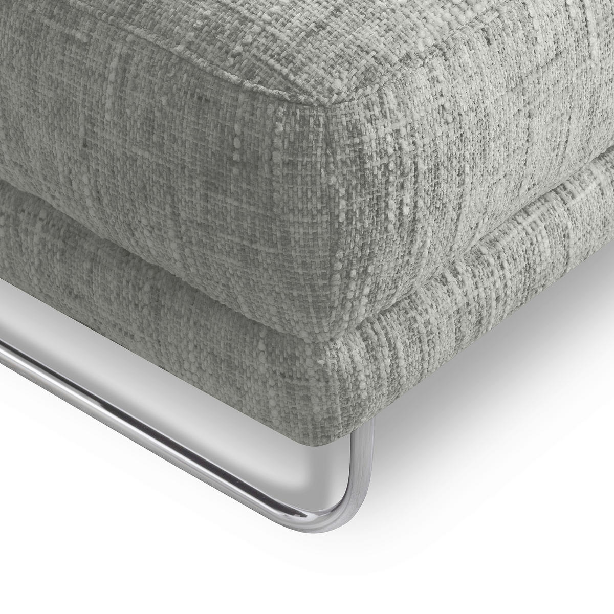 HOCKER Textil Grau  - Chromfarben/Grau, Design, Textil/Metall (96/45/80cm) - Livetastic
