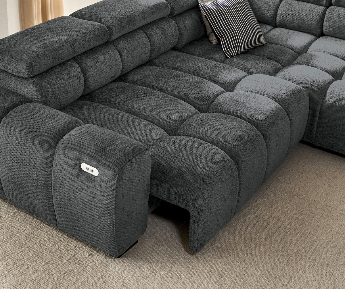 ECKSOFA Anthrazit Webstoff  - Anthrazit/Schwarz, MODERN, Kunststoff/Textil (297/205cm) - Welnova