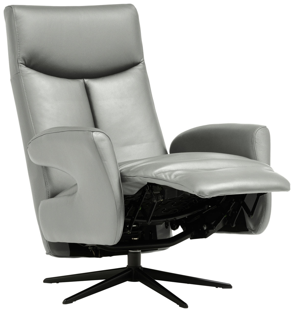 RELAXSESSEL in Leder Grau  - Schwarz/Grau, Design, Leder/Metall (74/105/82cm) - Welnova