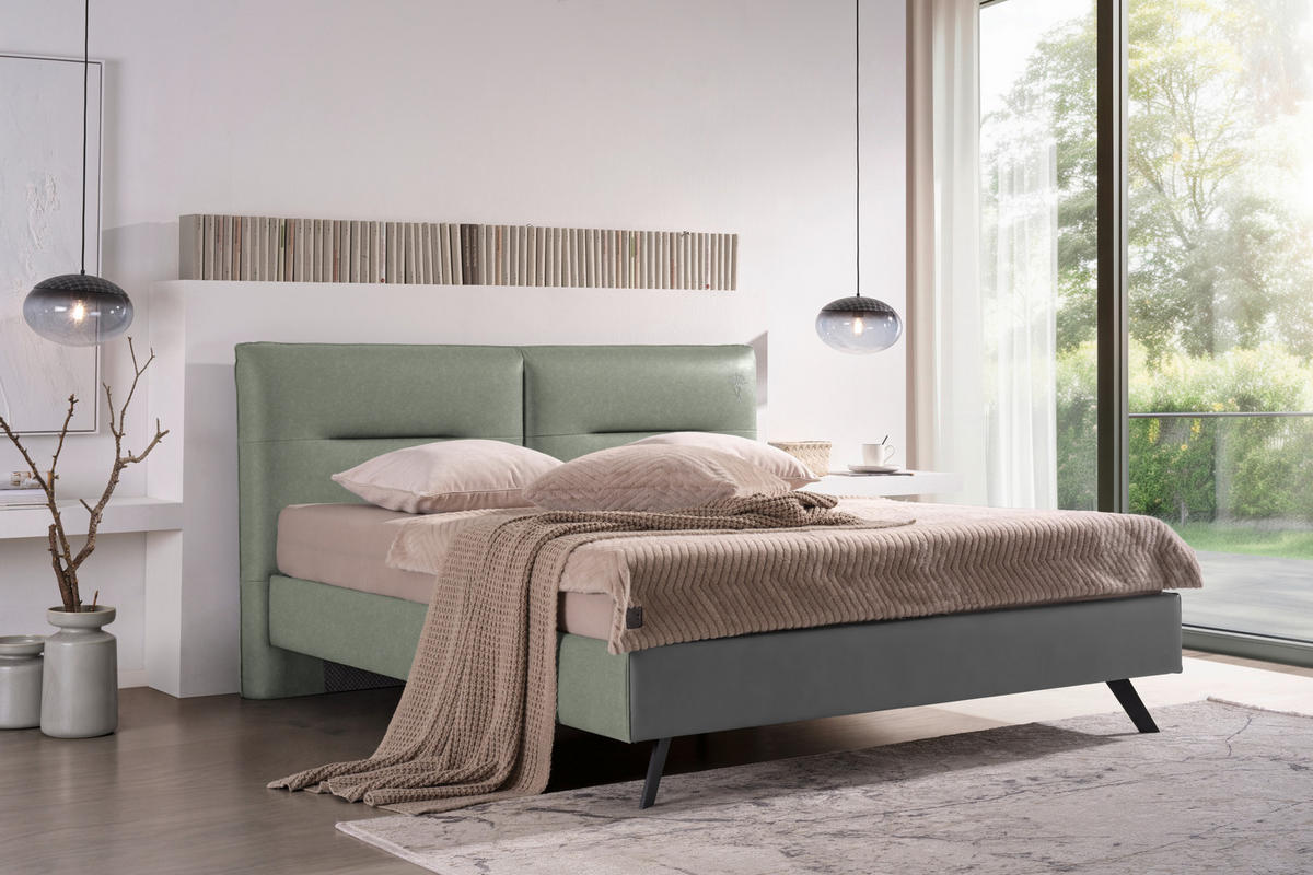 POLSTERBETT Platinfarben 180/200 cm  - Platinfarben/Schwarz, Design, Textil/Metall (180/200cm) - Joop!