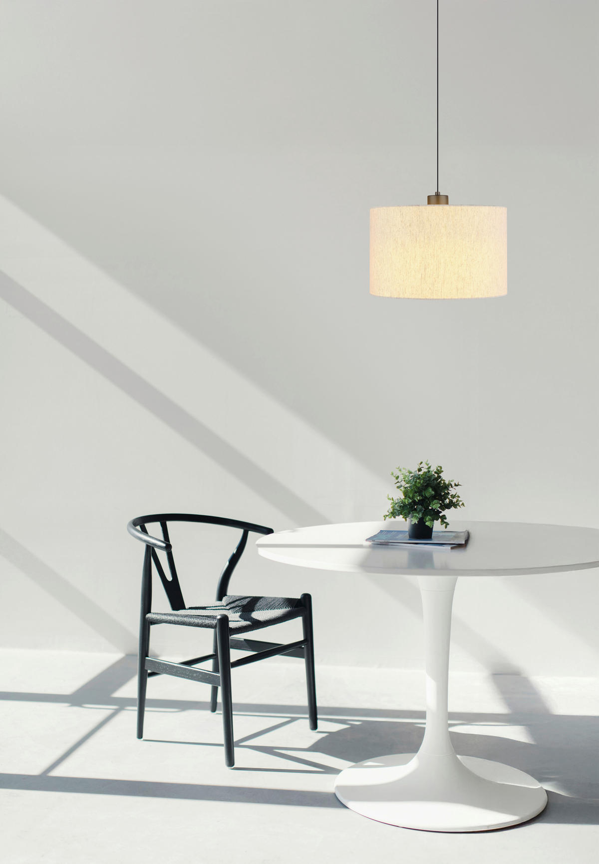 LED FÜGGŐLÁMPA 35/180 cm  - krémszínű/fekete, Basics, műanyag/textil (35/180cm)