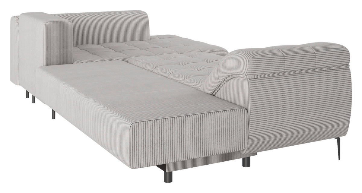 ECKSOFA Hellgrau Cord  - Hellgrau/Schwarz, Design, Kunststoff/Textil (177/276cm) - MID.YOU