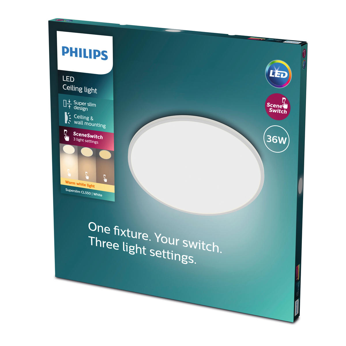 LED-DECKENLEUCHTE Superslim 54,5/55/3,2 cm   - Weiß, KONVENTIONELL, Kunststoff (54,5/55/3,2cm) - Philips