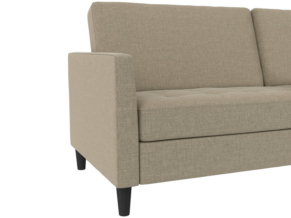 SCHLAFSOFA Webstoff, Leinenoptik Cappuccino  - Schwarz/Cappuccino, Basics, Kunststoff/Textil (207/86/86cm) - Livetastic