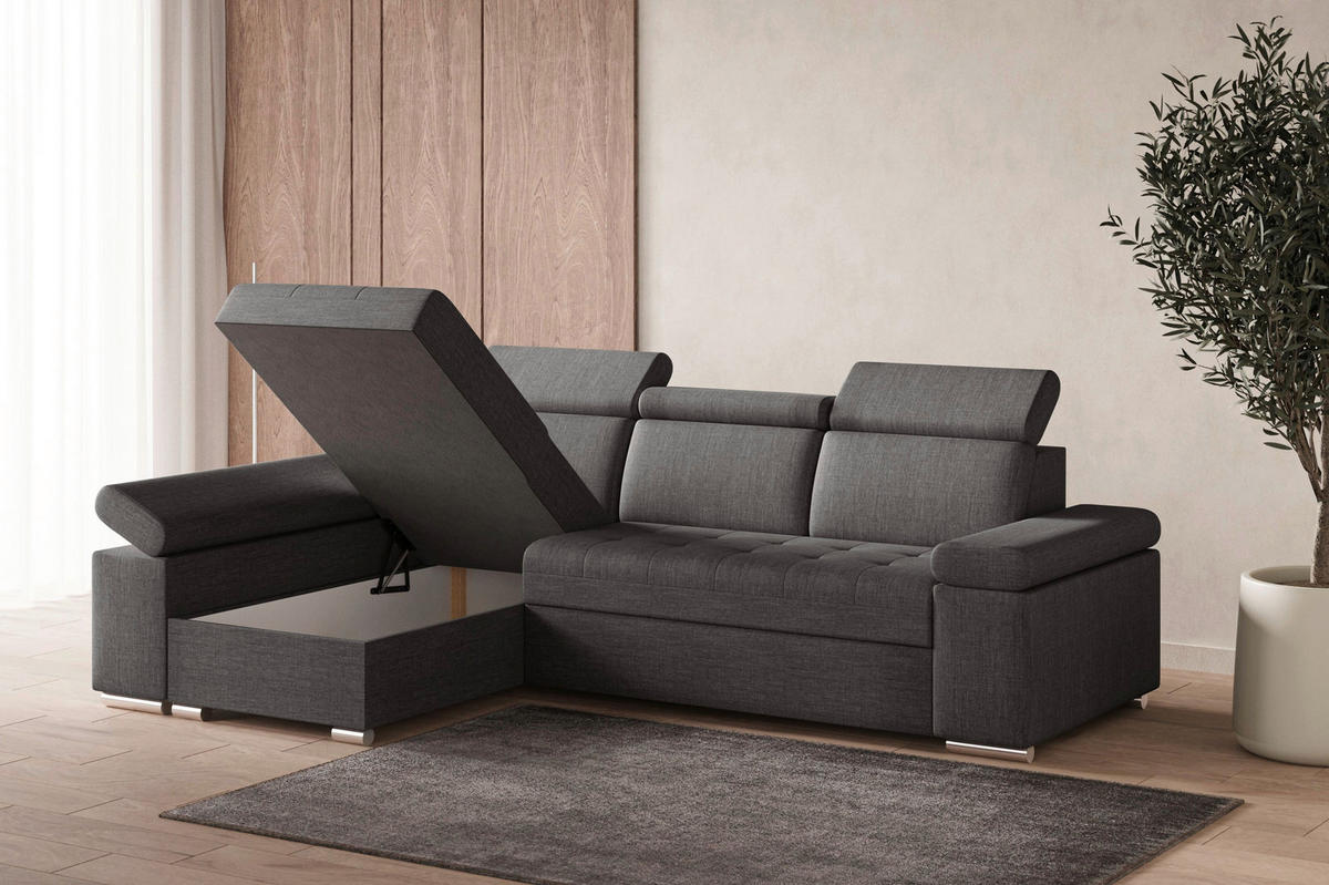 ECKSOFA TORONTO in Webstoff Grau  - Silberfarben/Hellgrau, Design, Textil (168/260cm) - MID.YOU