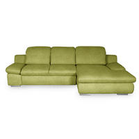 ECKSOFA 286/165 cm  in Chenille Grün Rücken echt, Armteilverstellung, Kopfteilverstellung, Kopfstütze  286/165 cm  - Chromfarben/Grün, Design, Textil/Metall (286/165cm) - Livetastic