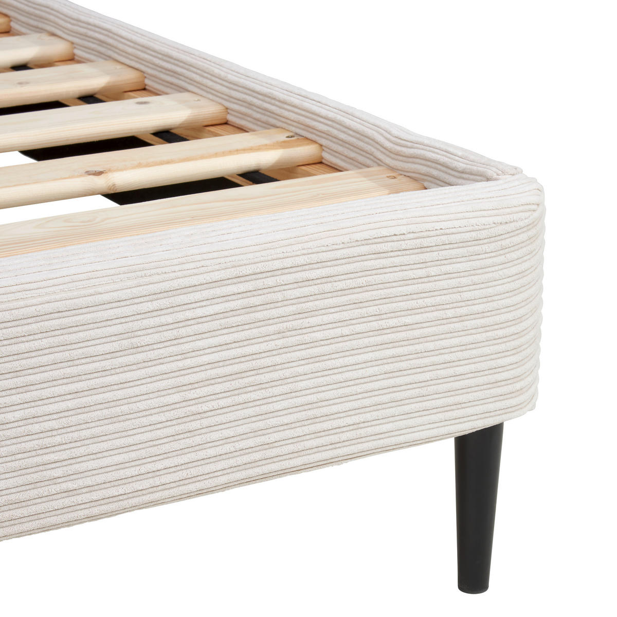 LIT REMBOURRÉ 180/200 cm  in Naturfarben  - Schwarz/Naturfarben, Modern, Holz/Textil (180/200cm) - Livetastic