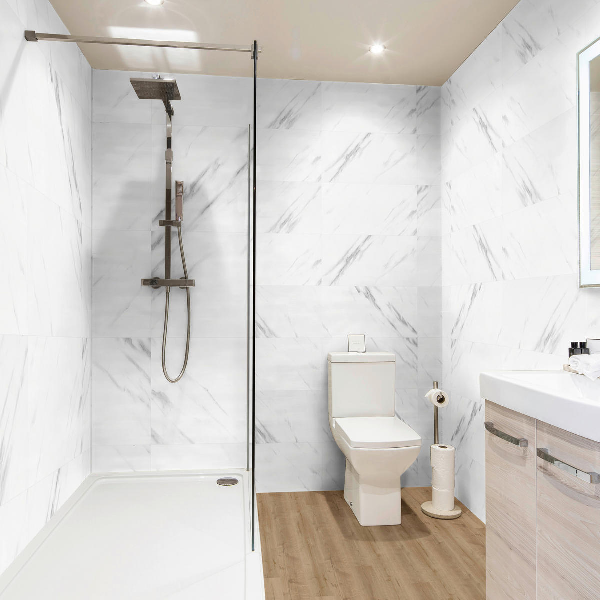 Vinyl für die Wand  - Weiß Hochglanz/Grau Hochglanz, MODERN, Kunststoff (60/30/0,37cm)