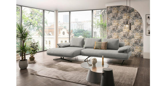 ECKSOFA in Chenille Ecru 168/334 cm - Ecru/Schwarz, Design, Textil/Metall (168/334cm) - Dieter Knoll
