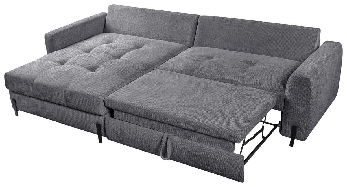 ECKSOFA in Struktur Grau  - Schwarz/Grau, Design, Textil/Metall (162/265cm) - MID.YOU