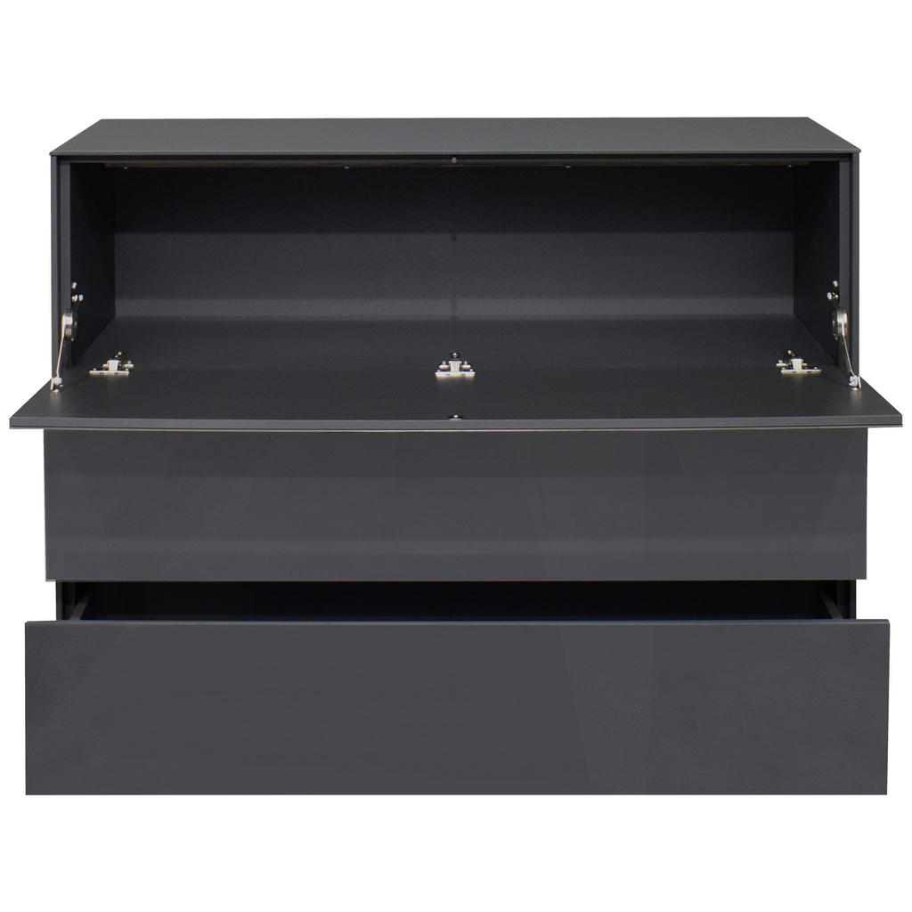Thumbnail - Novel Sideboard Imola, Anthrazit, Glas, Holzwerkstoff, 2 Schubladen, 121x89x42 cm, DIN EN ISO 9001, stehend, Abdeckplatt...