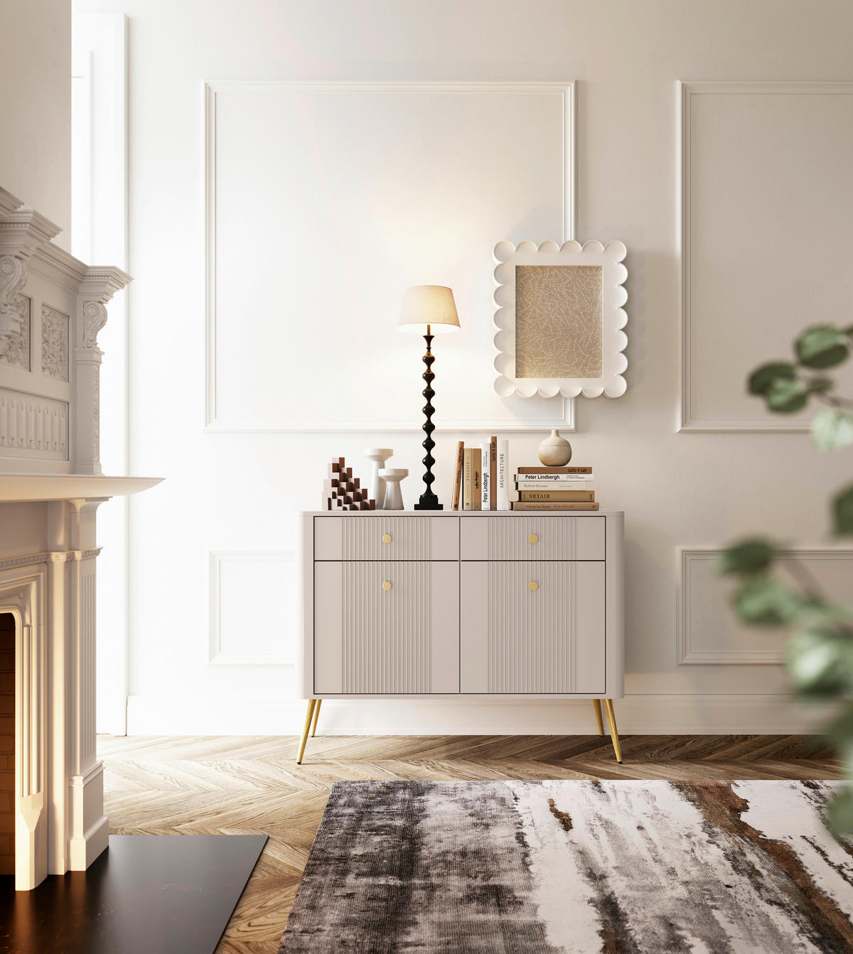 KOMMODE Avanti  in 115/87,5/39 cm  - Kaschmir/Goldfarben, Design, Holzwerkstoff/Metall (115/87,5/39cm) - Boxxx