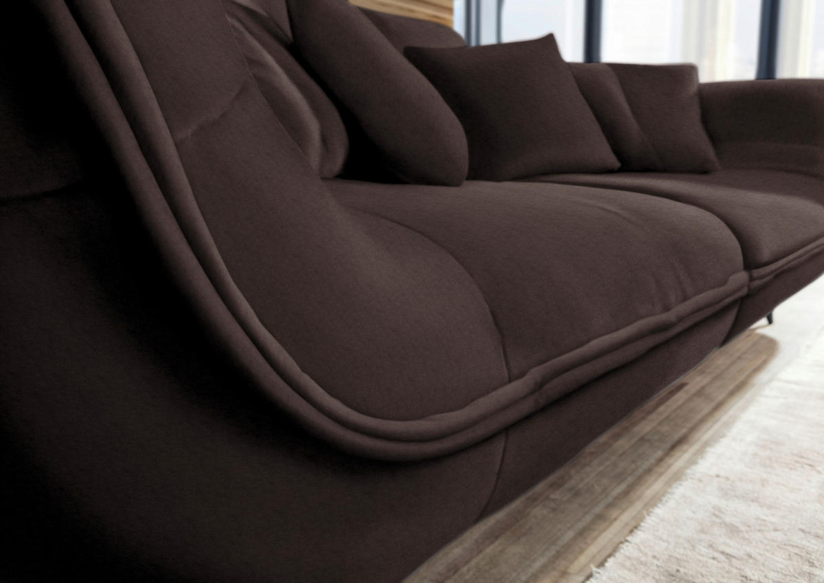 BIG SOFFA i flatväv mörkbrun  - svart/mörkbrun, Design, metall/textil (275/80/123cm) - MID.YOU