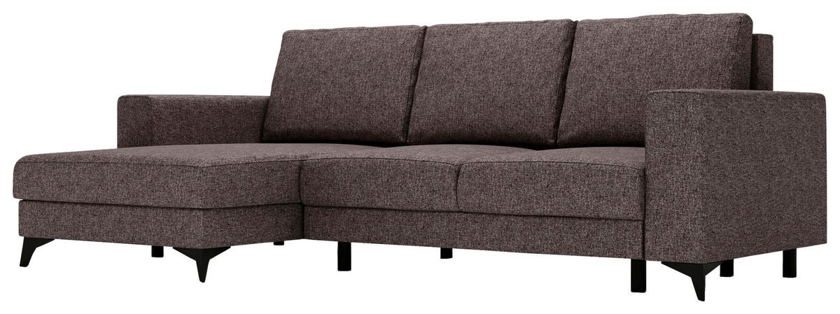 ECKSOFA in Flachgewebe Braun  - Schwarz/Braun, Design, Textil/Metall (156/244cm) - Livetastic