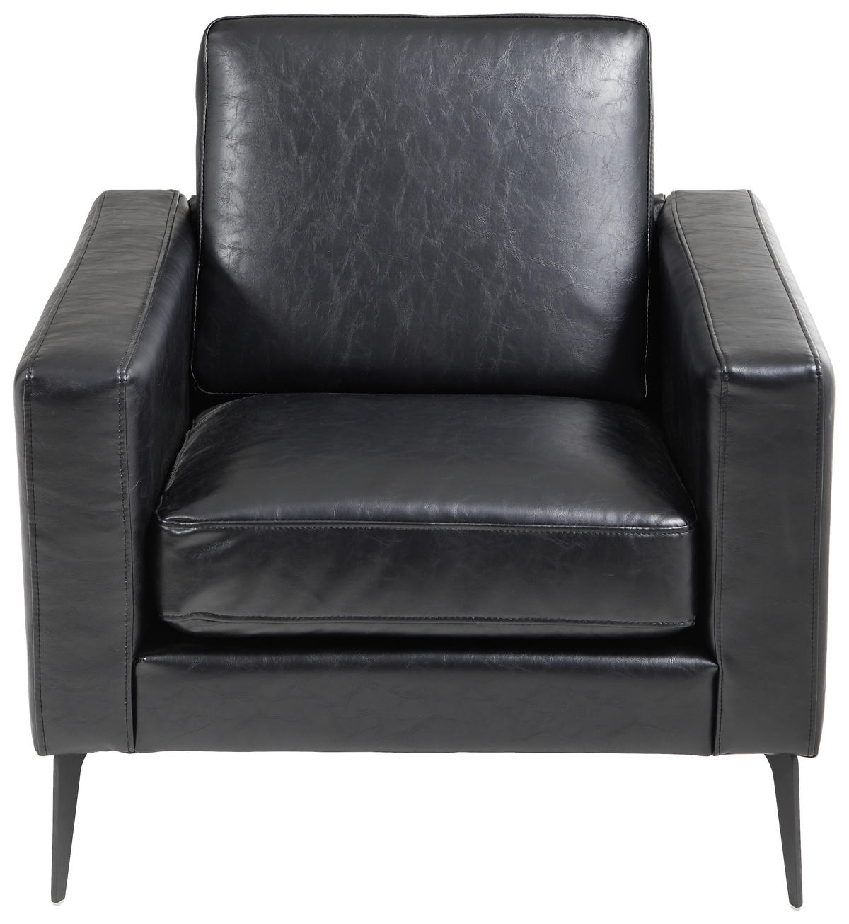 SESSEL Lederlook Schwarz    - Schwarz, Design, Textil/Metall (81/79/79cm) - Livetastic
