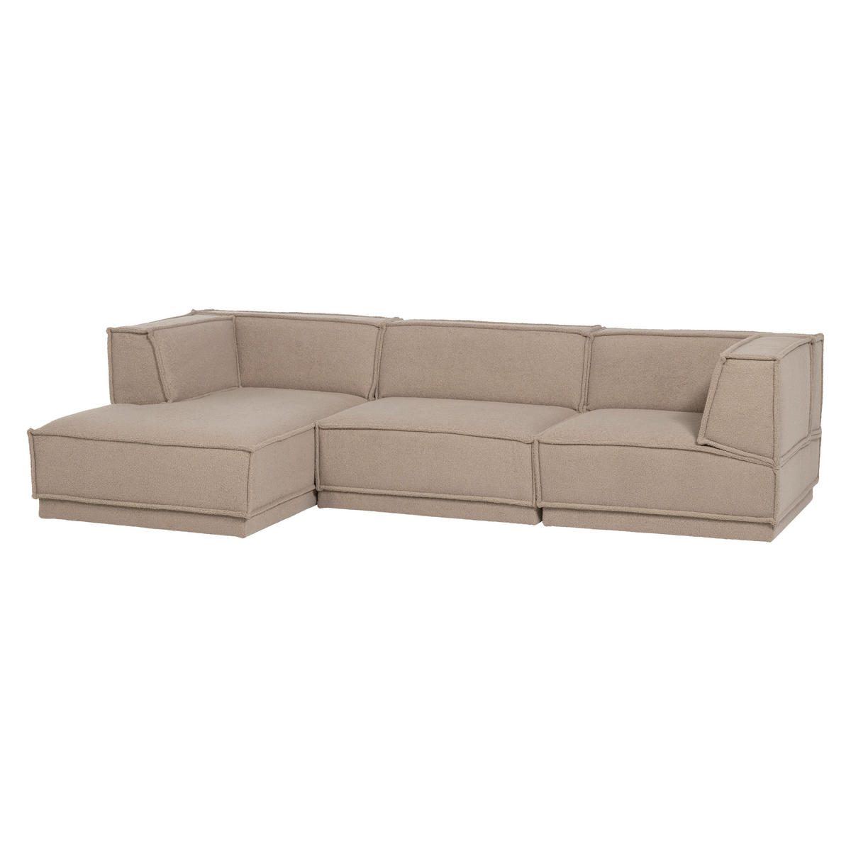 ECKSOFA Manu in Teddystoff Taupe  160/286 cm  - Taupe/Schwarz, MODERN, Kunststoff/Textil (160/286cm) - Livetastic