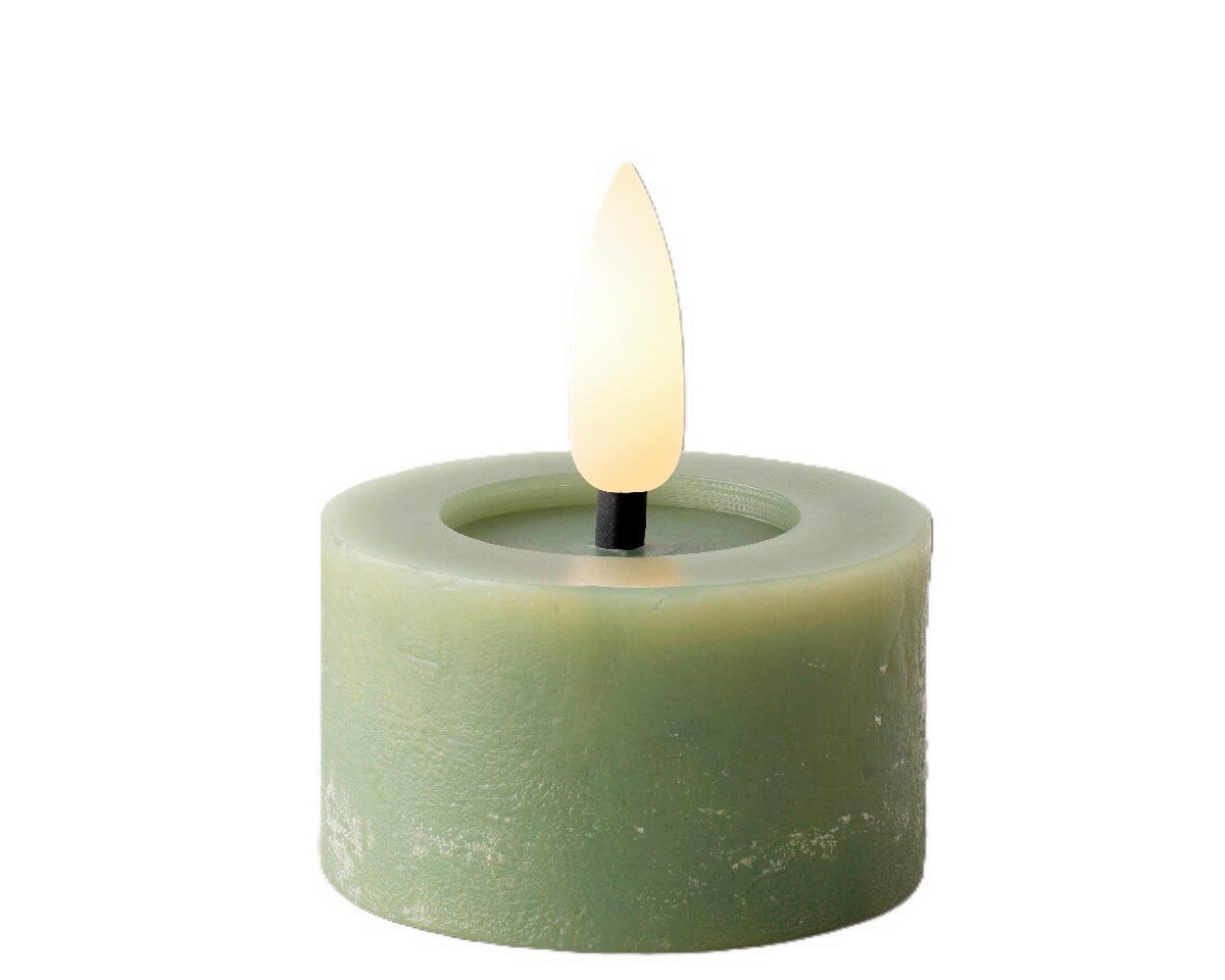TEELICHT MIT LED  - Dunkelgrün, Basics, Kunststoff/Paraffin (4,4/5,2cm) - Ambia Home