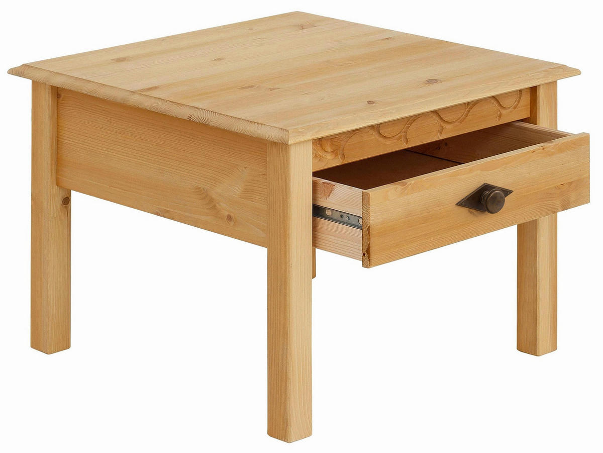 COUCHTISCH LYON Kiefer 60/60/42 cm quadratisch Naturfarben  - Messingfarben/Naturfarben, Design, Holz/Metall (60/60/42cm) - Livetastic