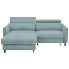 ECKSOFA inkl. Funktionen Hellblau Flachgewebe  - Schwarz/Hellblau, Design, Holz/Textil (185/232cm) - Stylife