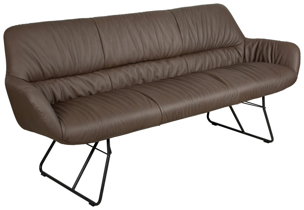 SITZBANK 201,5/87/67,5 cm Echtleder Braun, Schwarz  - Schwarz/Braun, Design, Leder/Metall (201,5/87/67,5cm) - Dieter Knoll