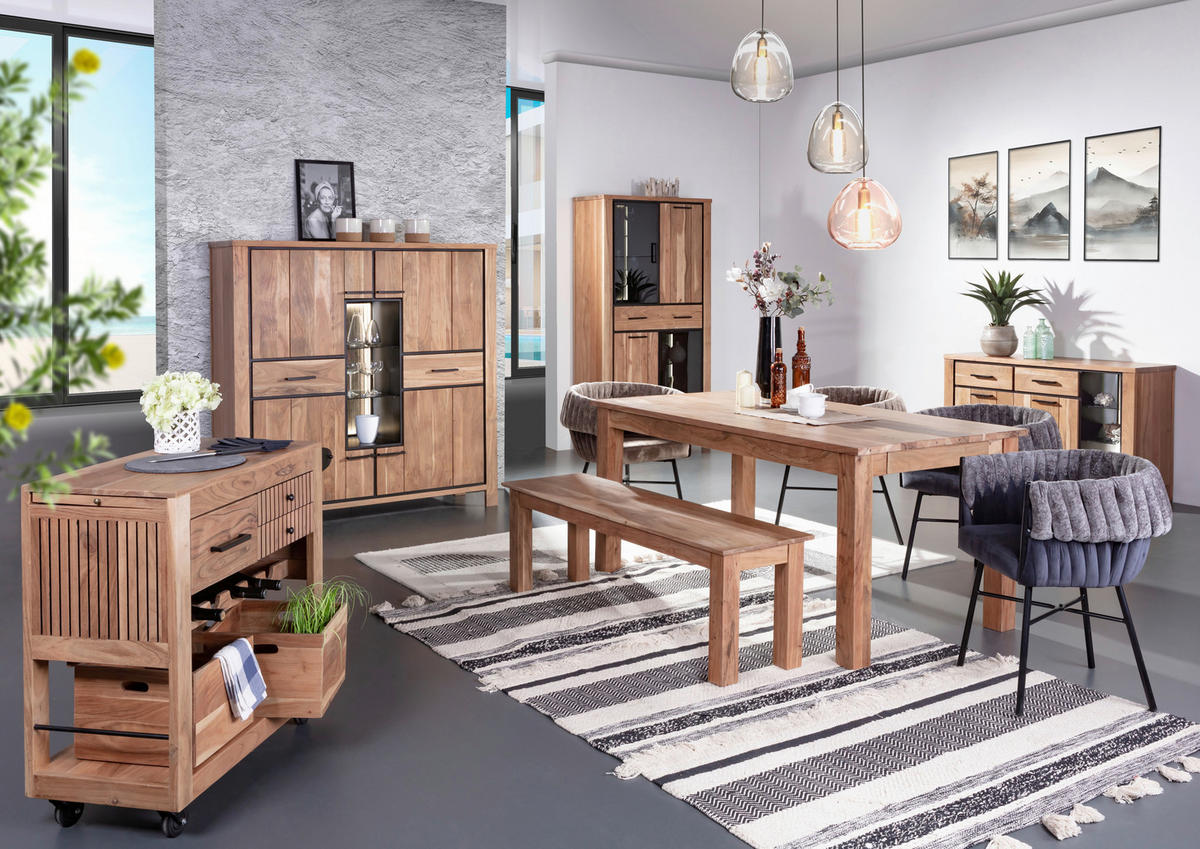 SIDEBOARD 135/80/44 cm  - Schwarz/Akaziefarben, LIFESTYLE, Glas/Holz (135/80/44cm) - Landscape
