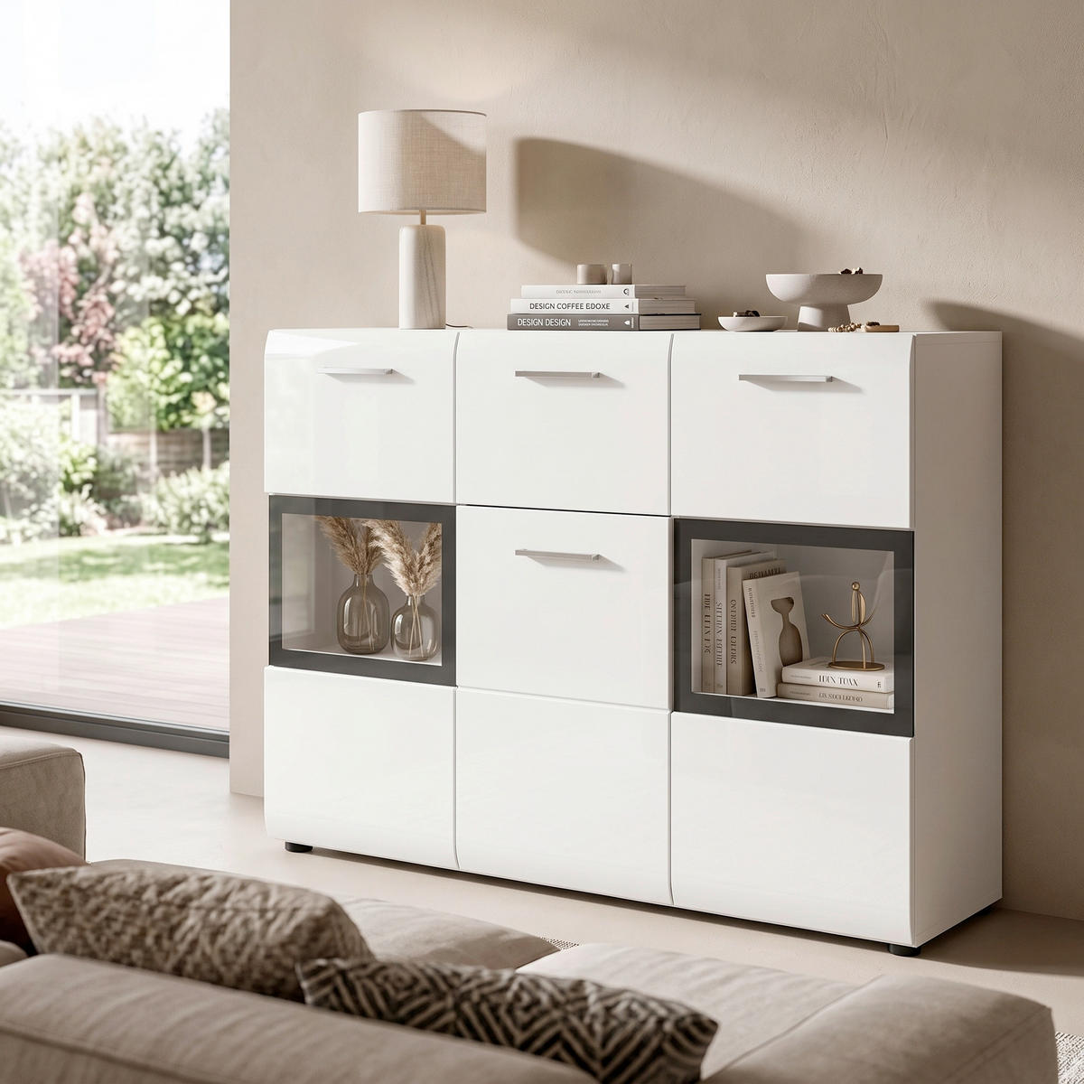 SIDEBOARD  125/81/37 cm 1 Schublade(n)  - Weiss Hochglanz/Weiss, Design, Holzwerkstoff/Kunststoff (125/81/37cm) - Livetastic
