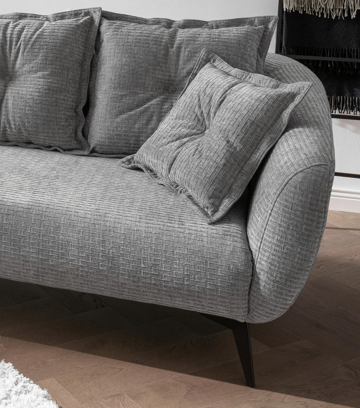 ECKSOFA Grau Mikrofaser  - Schwarz/Grau, MODERN, Textil/Metall (162/277cm) - Livetastic