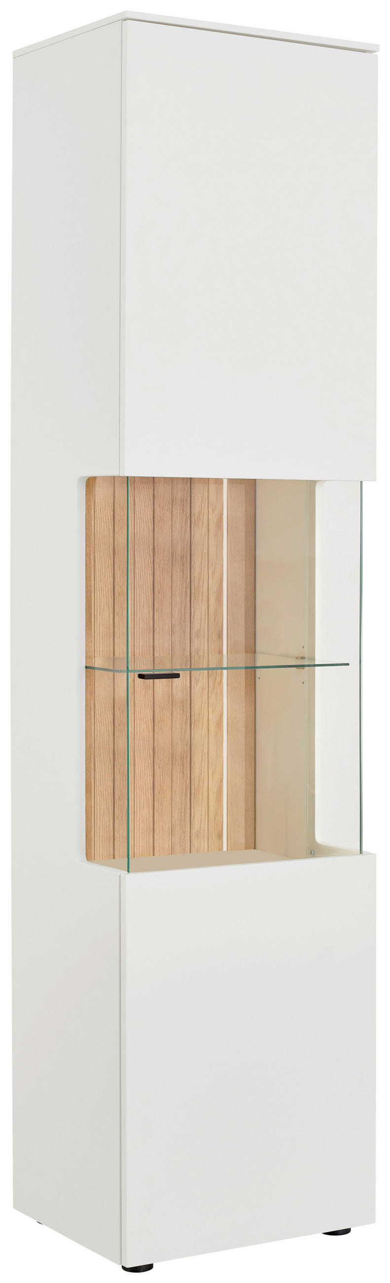 VITRINE  in massiv Wildeiche Weiß, Eichefarben - Eichefarben/Anthrazit, Design, Glas/Holz (50/202,8/42cm) - Novel