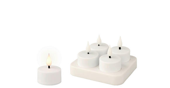 TEELICHT MIT LED - Weiß, Basics, Kunststoff (4/4,5cm) - Ambia Home