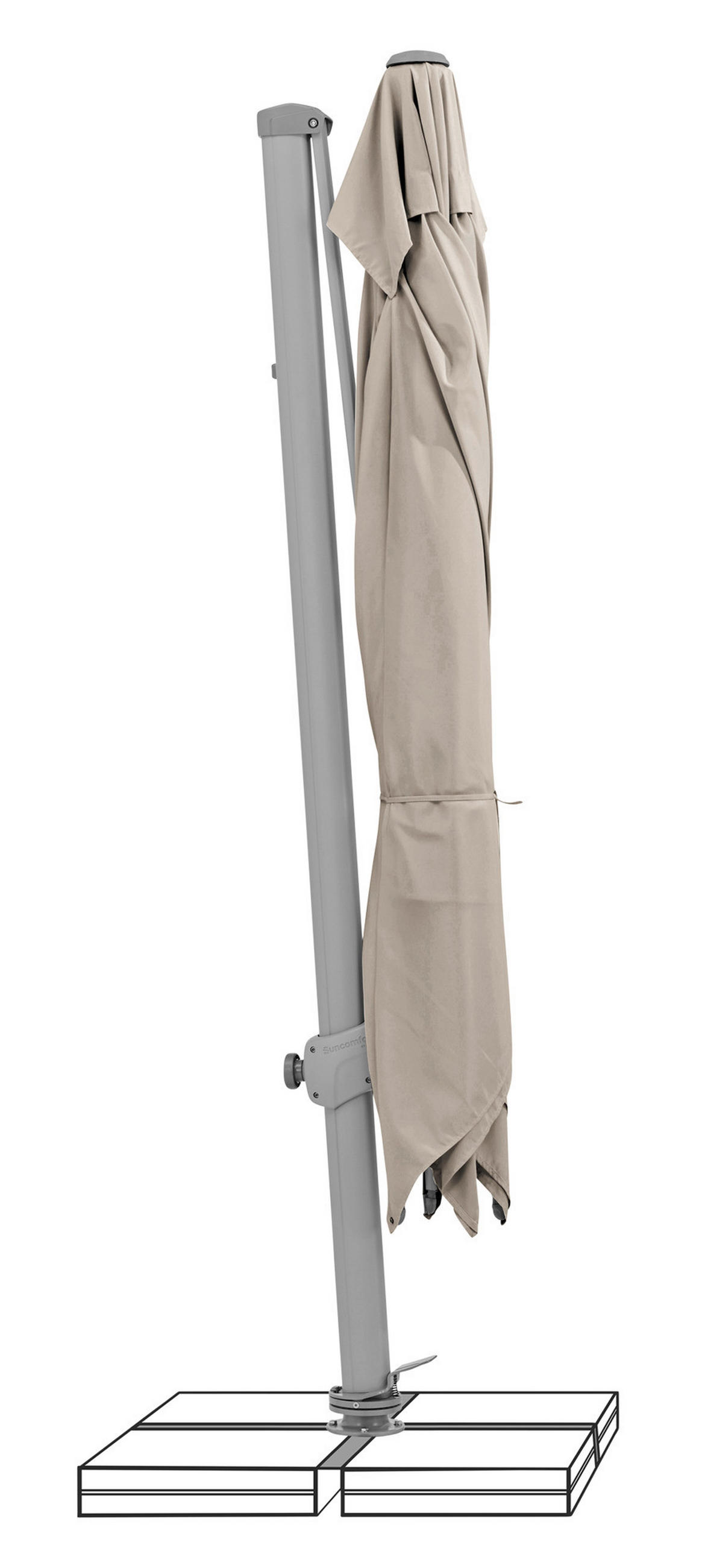 AMPELSCHIRM  300/300 cm  - Taupe/Silberfarben, Konventionell, Textil/Metall (300/300cm) - Suncomfort by Glatz