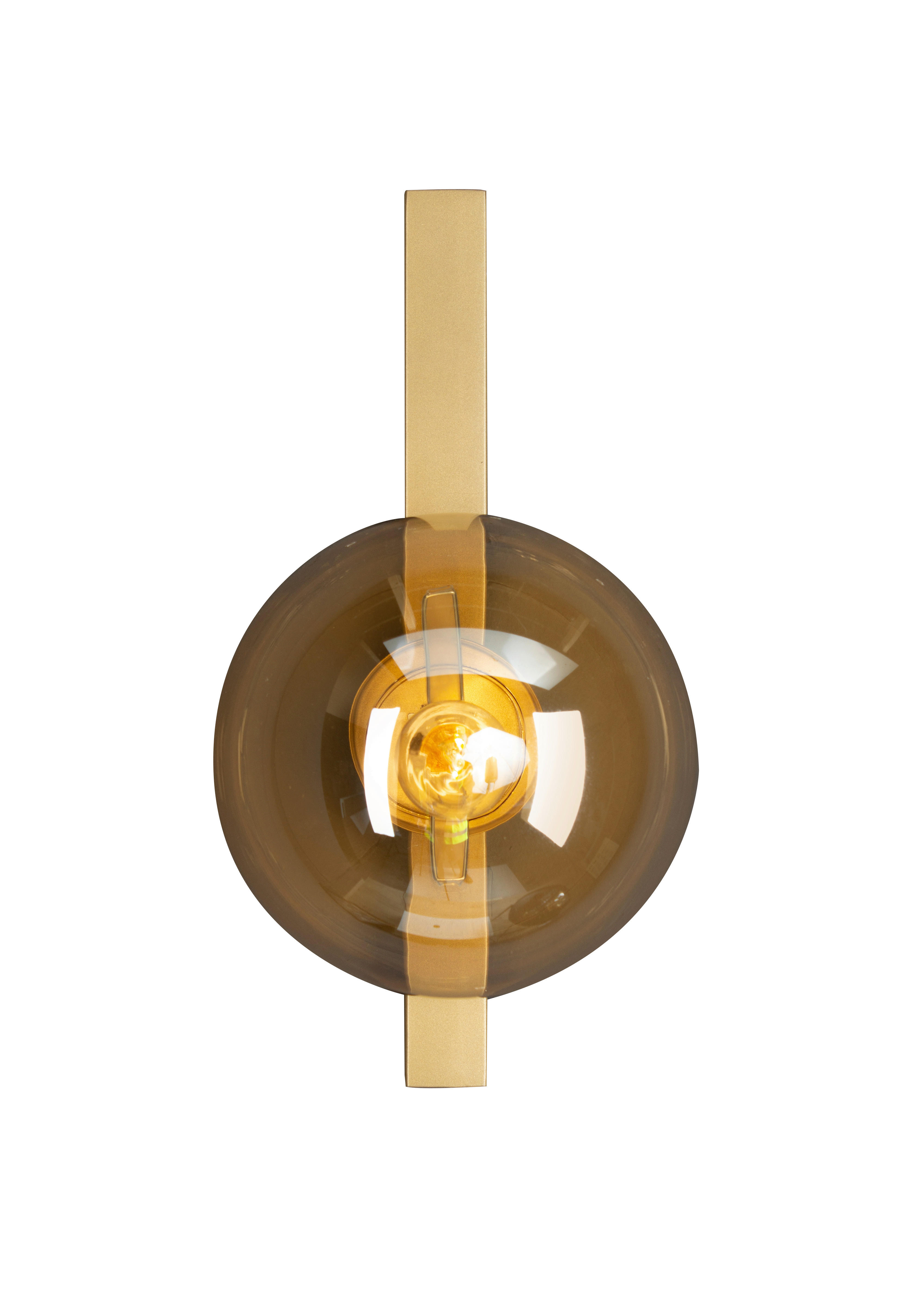 WANDLEUCHTE 28/14/16,5 cm   - Goldfarben/Bernsteinfarben, Design, Glas/Metall (28/14/16,5cm)
