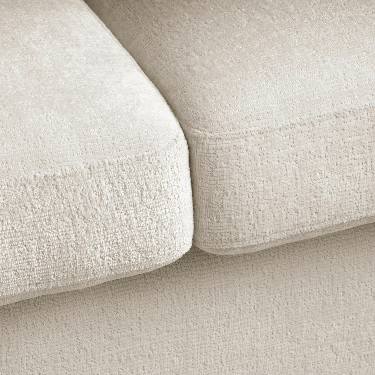 2-SITZER-SOFA in chenille beige  - beige/couleur écru, textile/bois (190/70-85/95cm) - MID.YOU