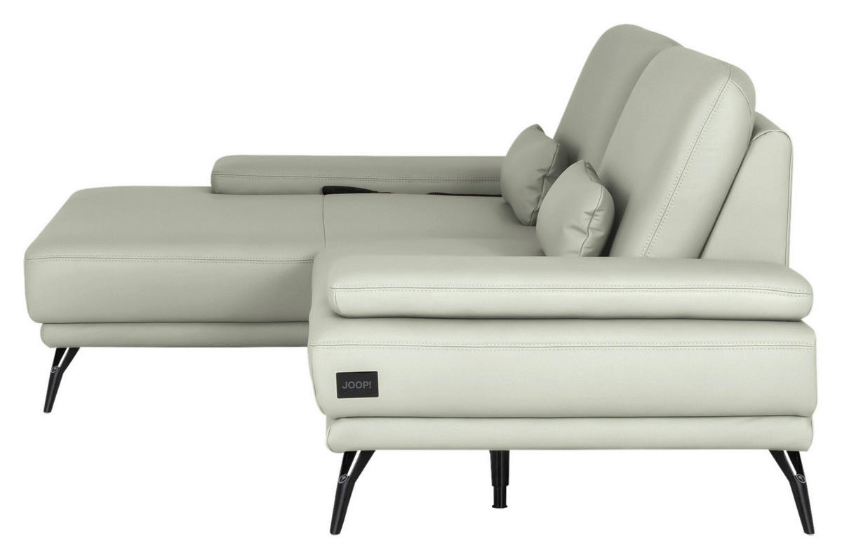 ECKSOFA Echtleder Silberfarben  - Silberfarben/Schwarz, Konventionell, Leder/Metall (180/301cm) - Joop!
