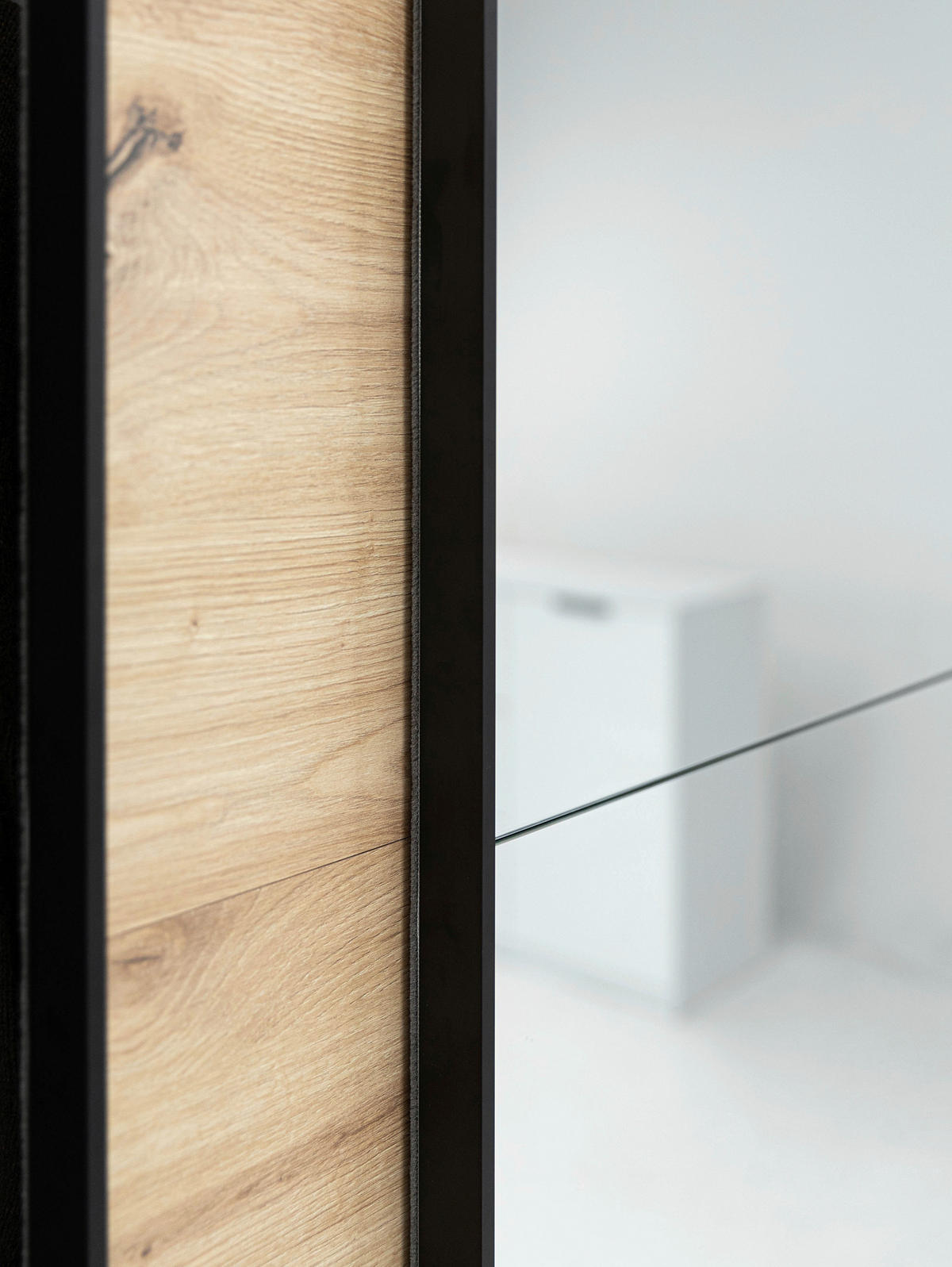 SCHIEBETÜRENSCHRANK 2-türig Eiche Artisan  - Schwarz/Eiche Artisan, MODERN, Holzwerkstoff/Metall (215/205/61,5cm) - Boxxx