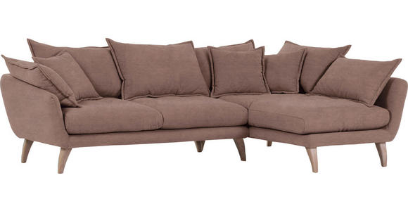WOHNLANDSCHAFT in Mikrofaser Braun - Naturfarben/Braun, Trend, Holz/Textil (267/170cm) - Ambia Home